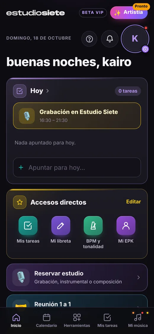 La app en un móvil